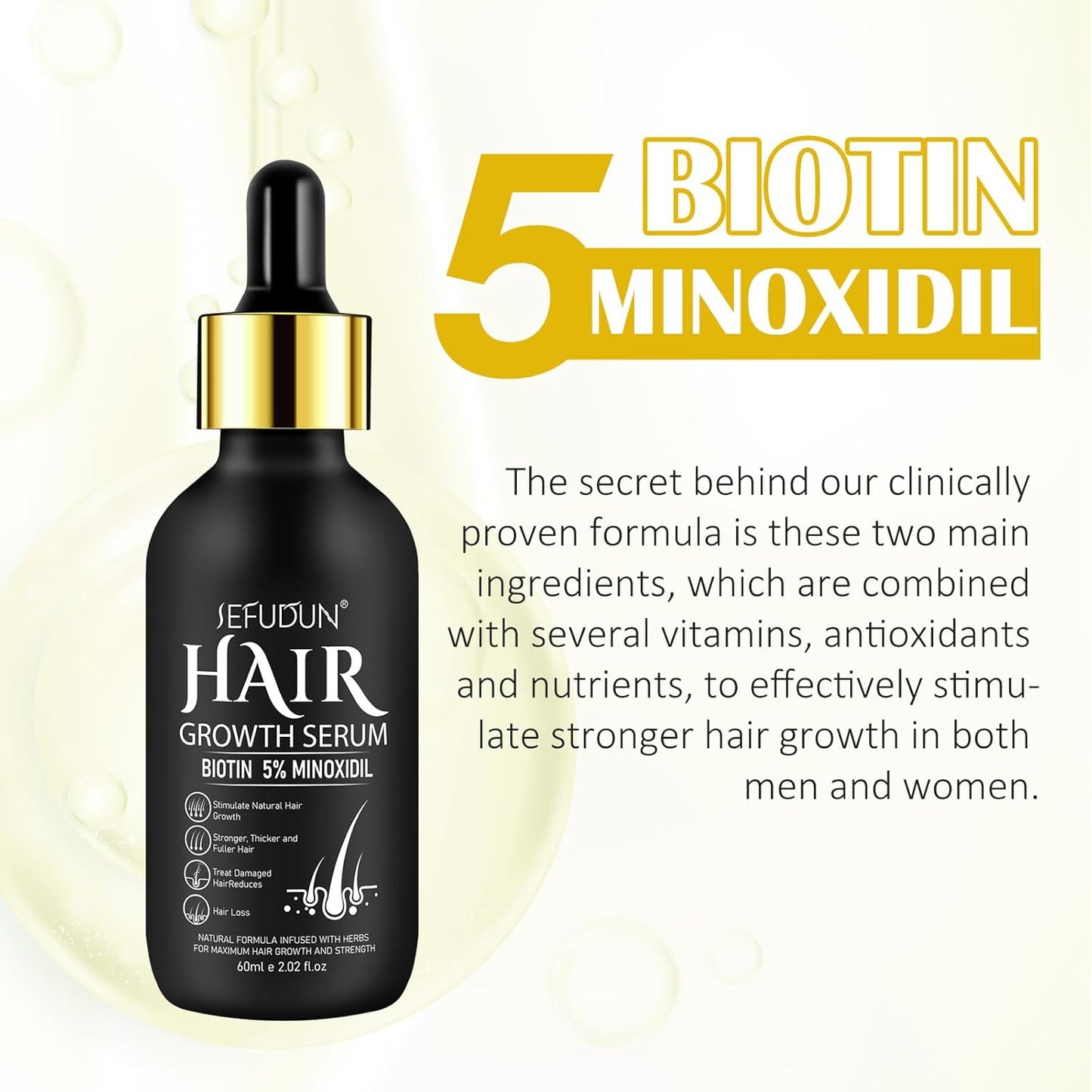 5% Minoxidil Hair Growth Oil for Men and Women - Regrowth Serum, Extra Strength Spray for Hair Loss, Thicker Healthier Hair, Beard Growth Kit, Topical...