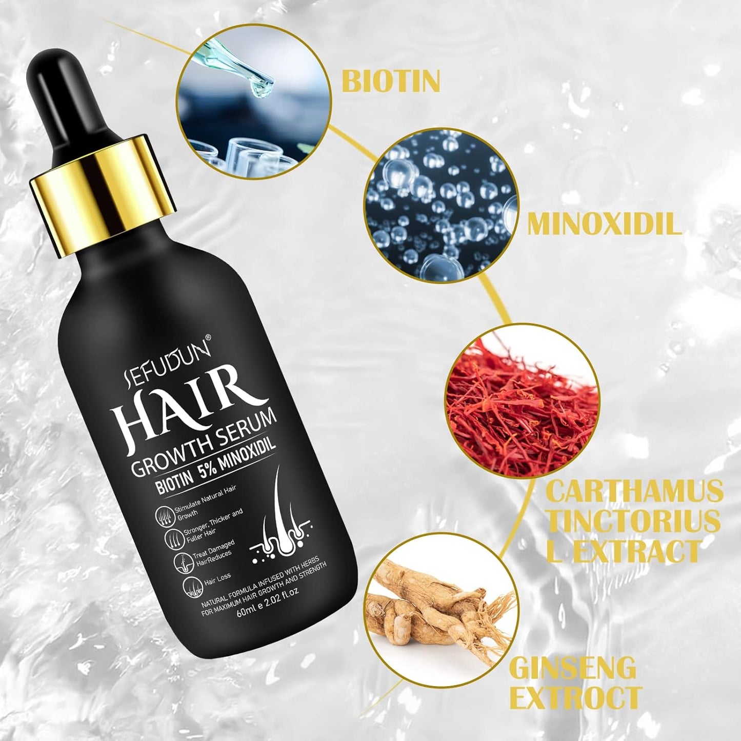 5% Minoxidil Hair Growth Oil for Men and Women - Regrowth Serum, Extra Strength Spray for Hair Loss, Thicker Healthier Hair, Beard Growth Kit, Topical...